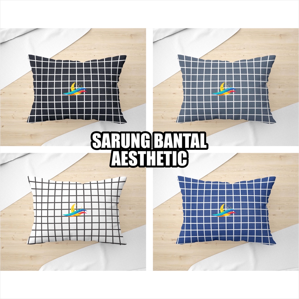 sarung bantal dan sarung guling motif kotak kotak sbg