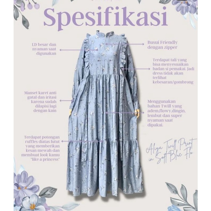 Aliya twill print ( Floral pink, Soft blue flo ) Fiibaytia