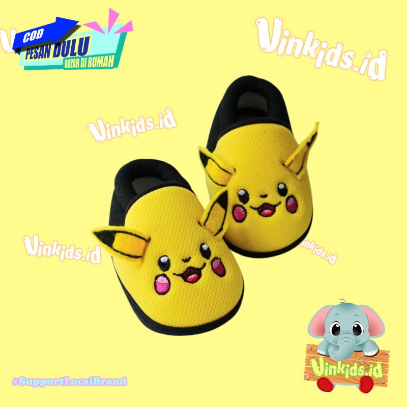 Sepatu Anak Bayi Laki Laki Perempuan Prewalker 0-12 Bulan Karakter Pikachu Yellow Black