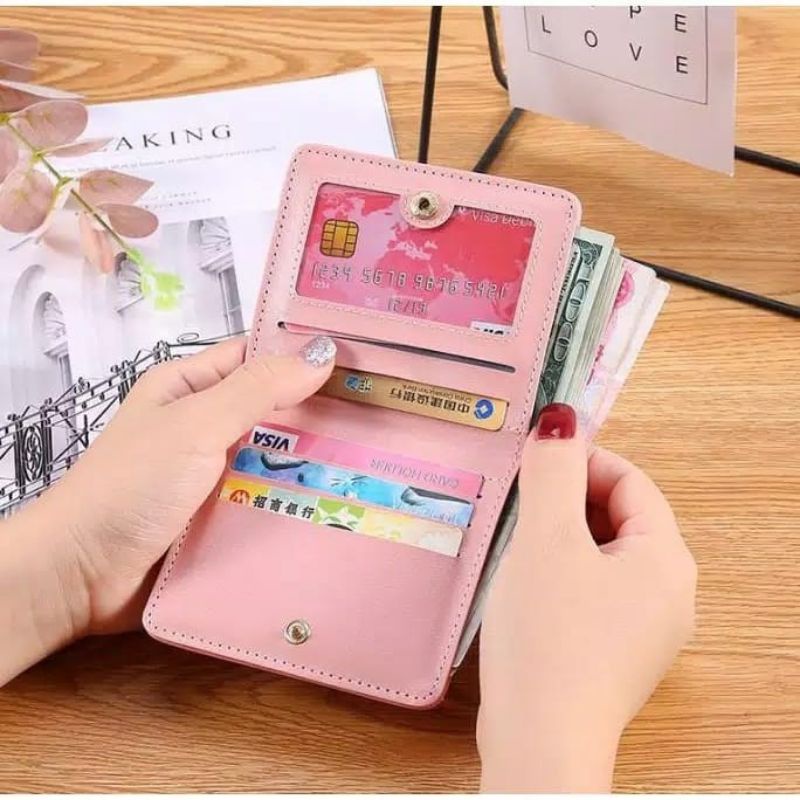 DK16 Dompet Kulit Lipat Wanita Mini Flower C1068