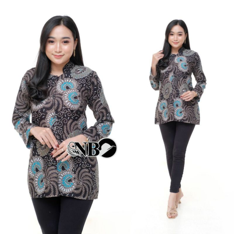 ATASAN BATIK WANITA LENGAN PANJANG BLOUSE KANCING DEPAN ,,, MOTIF BATIK-NB10