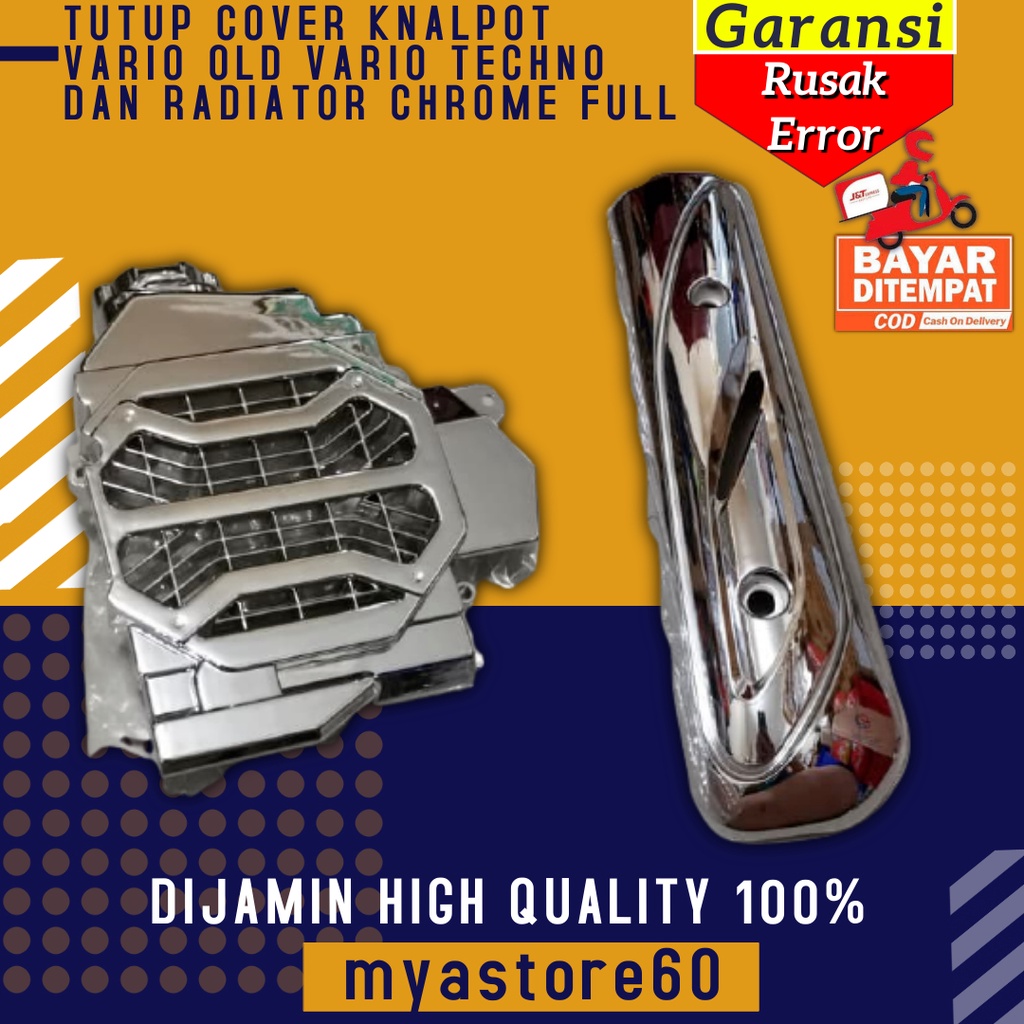 PAKET TERBATAS!!! SATU SET TUTUP COVER KNALPOT DAN RADIATOR VARIO OLD VARIO TECHNO CHROME FULL