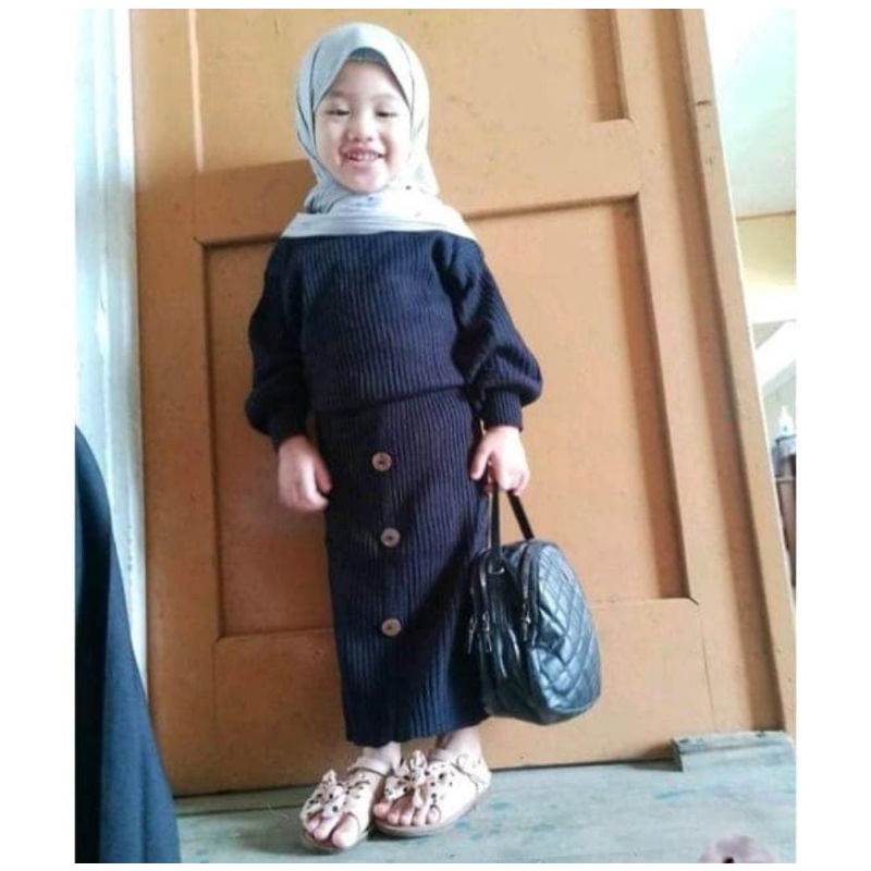 Sweater rajut setelan rok anak perempuan / kardigan anak perempuan