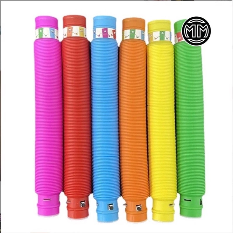 Mainan anak light up pop tubes pop pipes lampu stick pipa selang fidget toy isi Momo