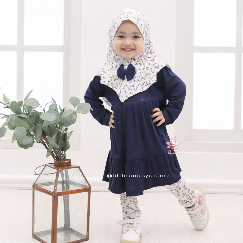 Gamis Anka eLBi Rayon / Baju Muslim Anak Perempuan / Baju Muslim Anak 1 Tahun - 6 Tahun