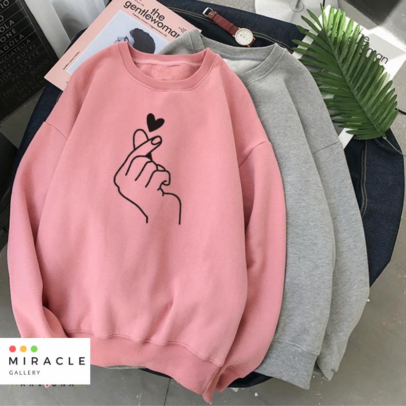 Sweater Oblong Crewneck Couple / Baju Pasangan LOVE SARANGHAEYO Bahan Fleece Premium