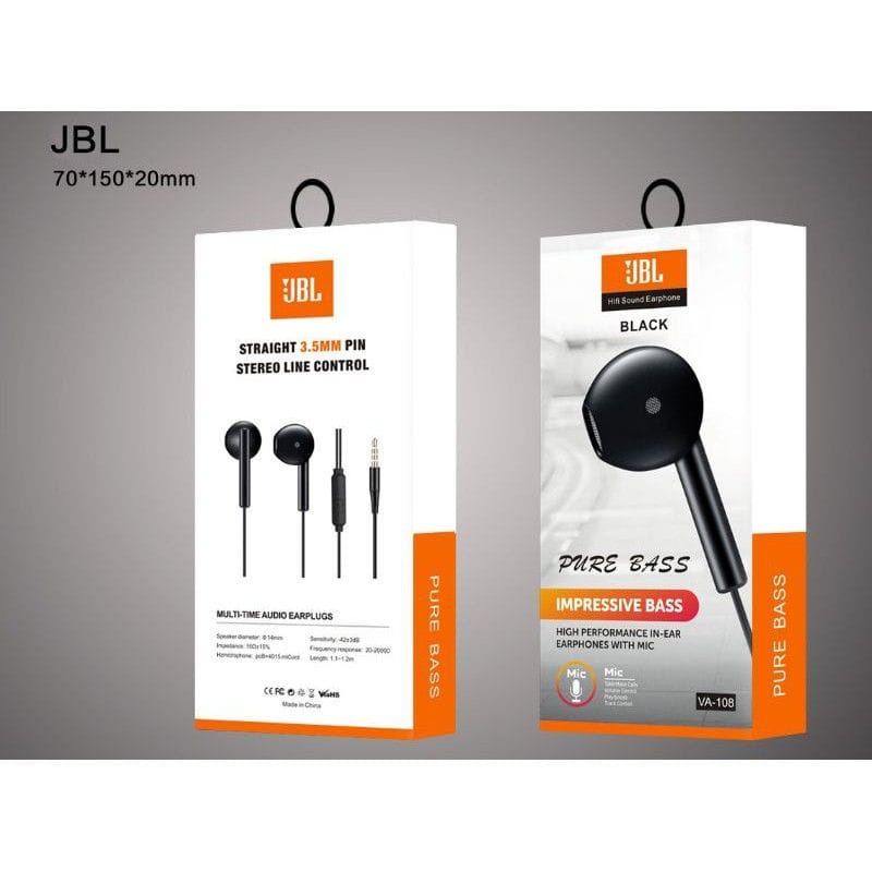 Headset J VA-108 PURE BASS Handsfree J VA108 PUREBASS Earphone J VA-108 PURE BASS