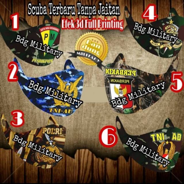 Masker Kain Printing Masker Gaul Masker polri tni brimob rescue camo pemuda pancasila pramuka bpbd