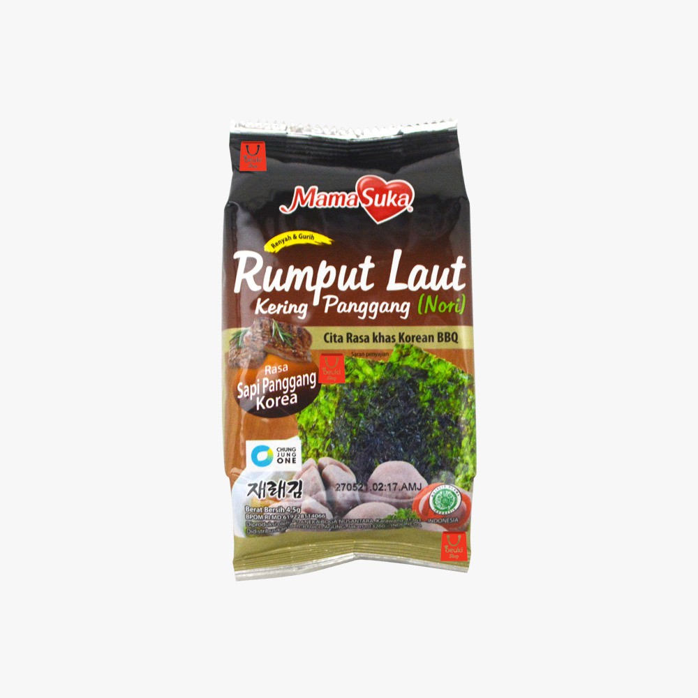 

Mama Suka Rumput Laut Sapi Panggang Seaweed Nori Kering Rasa Korean BBQ - 4.5gr