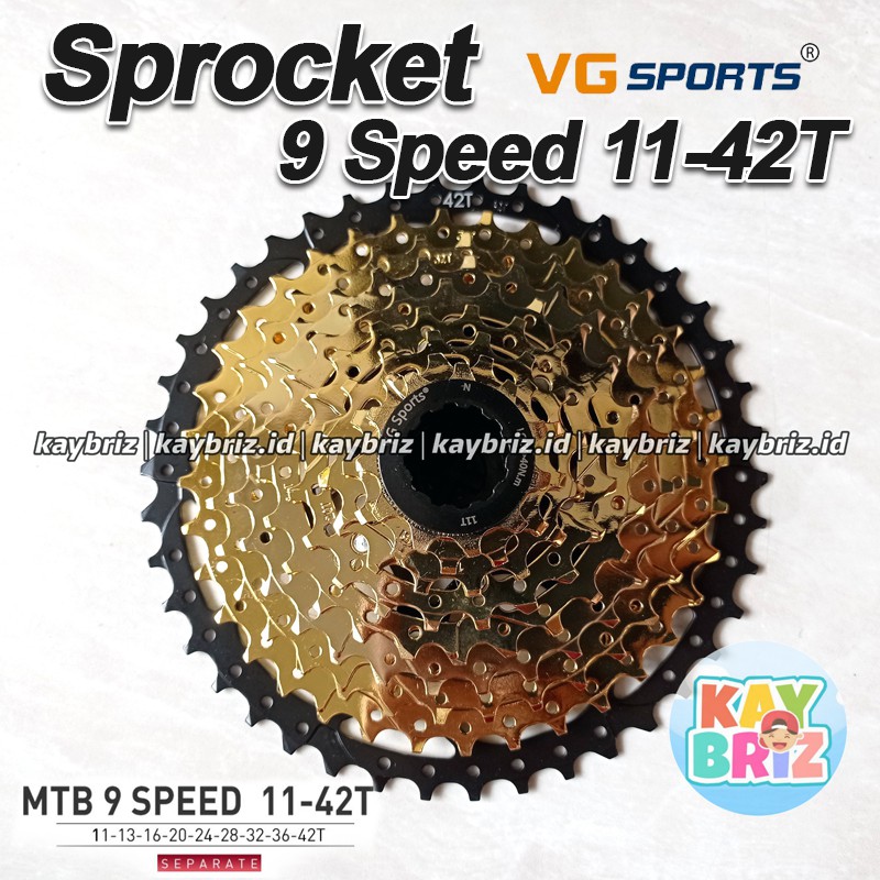 VG SPORTS Sprocket 9 Speed 11 42t Sproket Cassette kaset Slop Gir Belakang Sepeda MTB Kaybriz