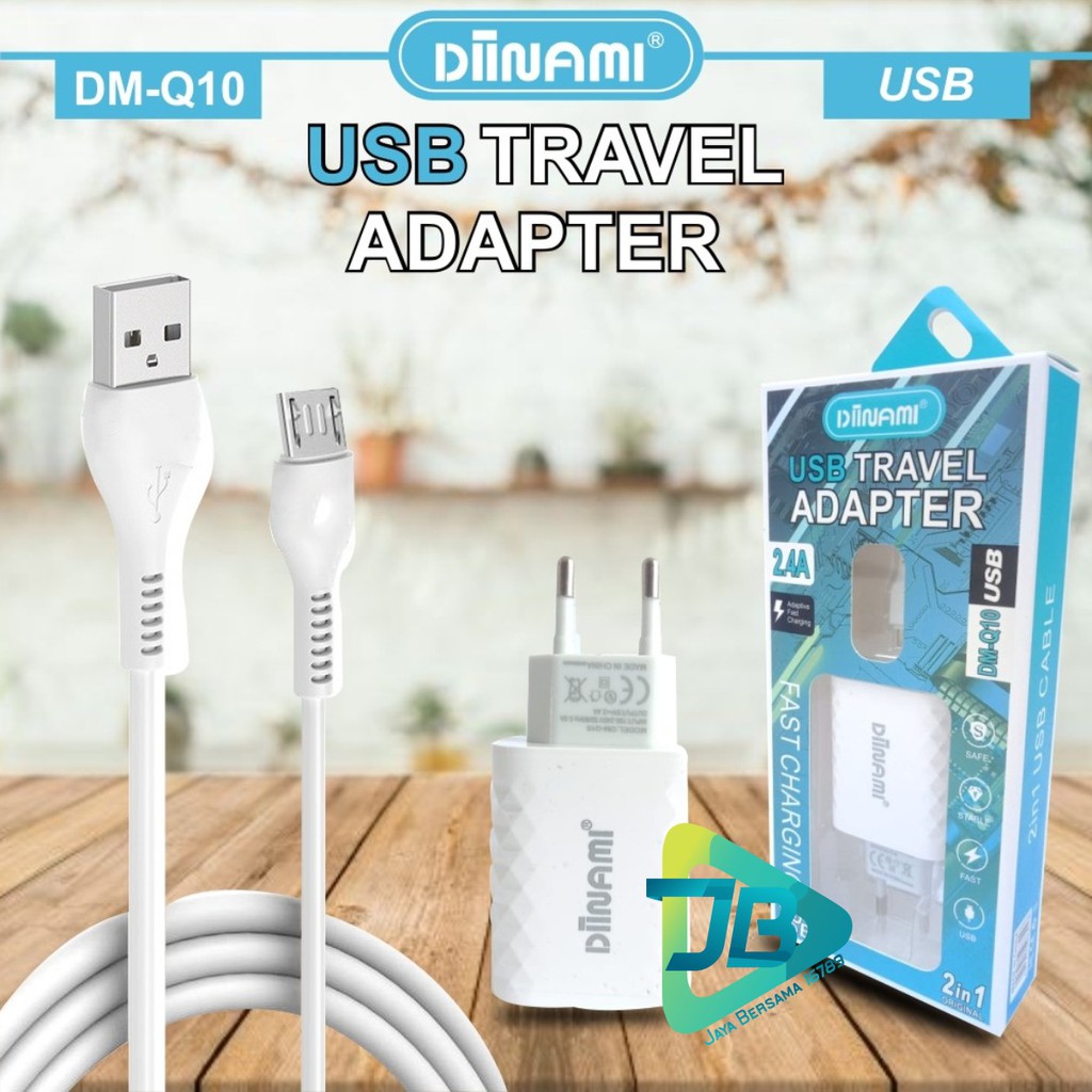 BM058 Diinami Q10 Cashan charger original 2.4Amper Samsung oppo xiaomi realme Vivo Free kabel Micro JB2931