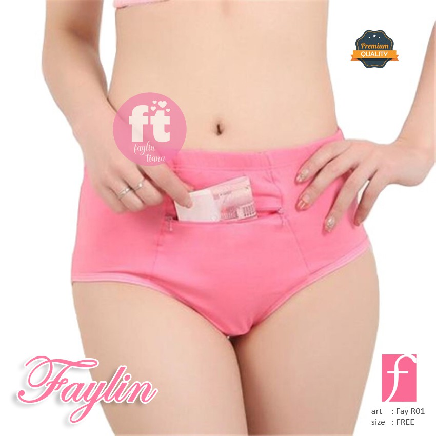 FAYLIN | Celana Dalam Wanita Kantong RITSLETING / Cd Saku RESLETING / BAHAN ADEM LEMBUT/ art Fay R01