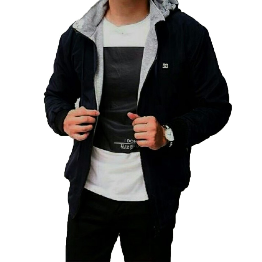 [BAYAR DI TEMPAT/COD] Jaket Hoodie Outdoor - Jaket Bolak Balik 2in1 Pria Wanita - Jaket Parasut