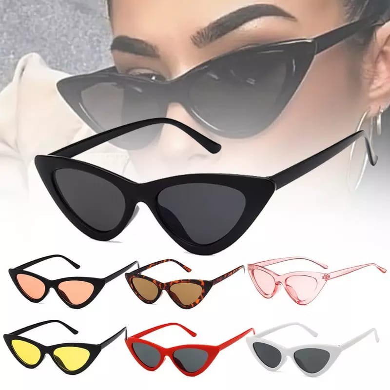 (27AN.ID) COD Kacamata Hitam KM85 Korean Ulzzang Triangle Vintage Cat Eye Sunglasses Women Men-8