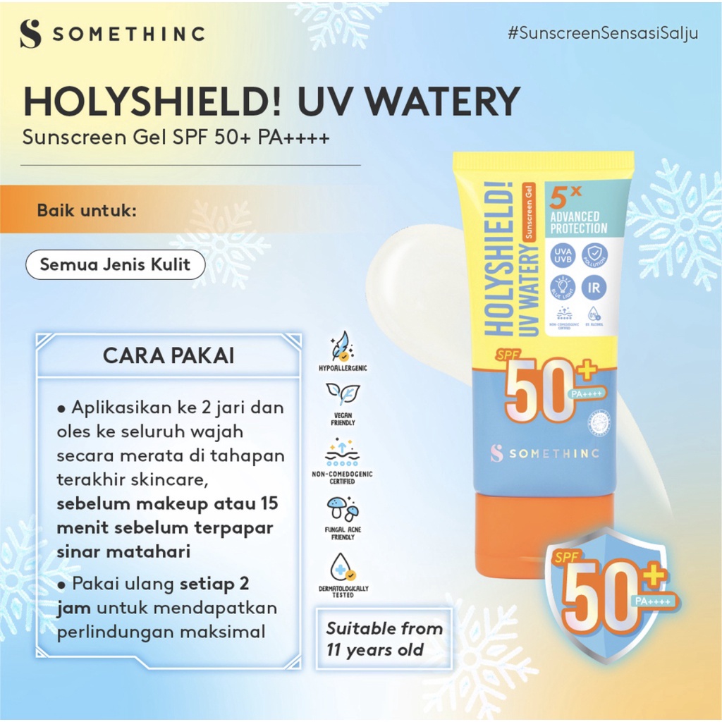 SOMETHINC Holyshield! UV Watery Sunscreen Gel SPF 50+ PA++++ - Sunscreen Sensasi Salju