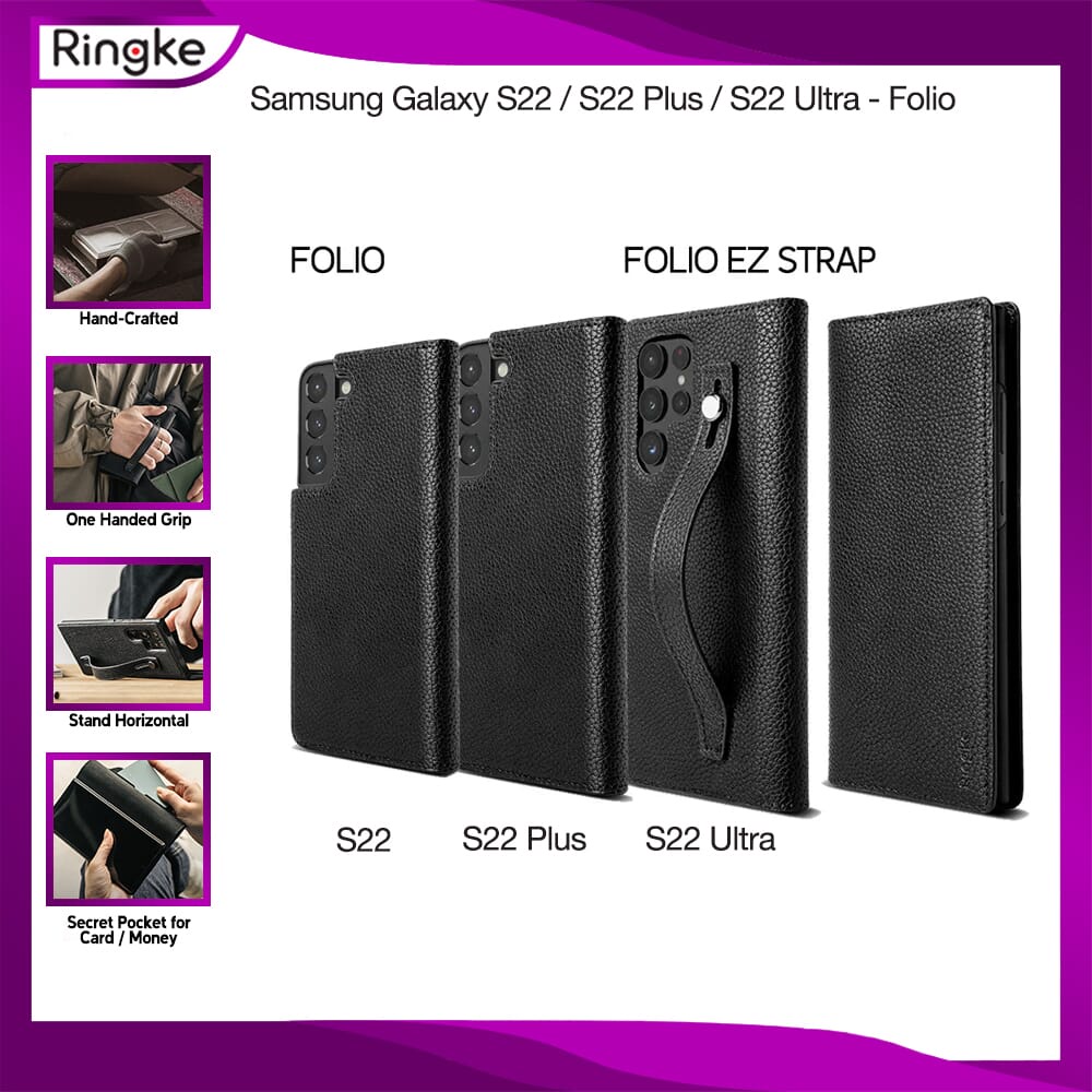 Ringke Galaxy S22 Ultra S22 Plus S22 Folio Book Case Leather Stand