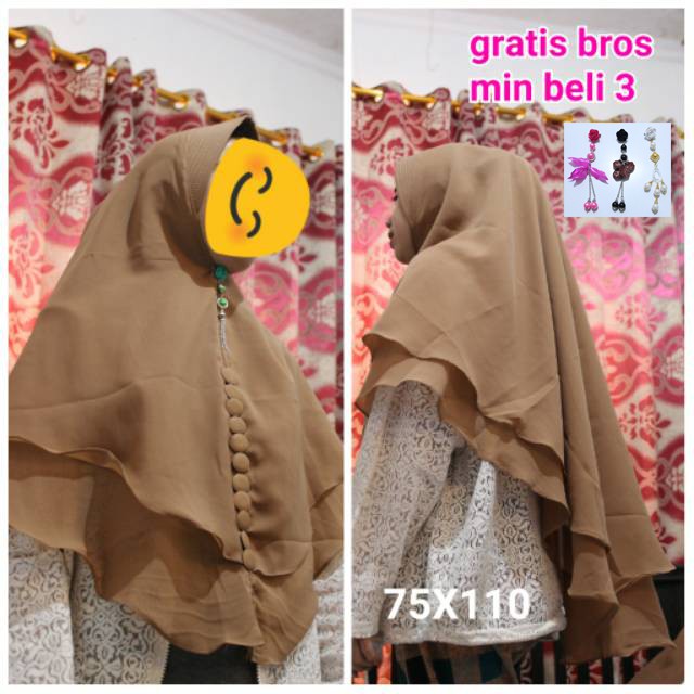 [BISA COD] KHIMAR RAUDAH JUMBO  2 LAYER FREE BROS / HIJAB SYARI / KERUDUNG JILBAB 2 LAYER TERBARU-1