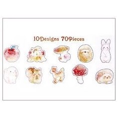 [MILOLI] 70Pcs ROMANTIC STICKER & FROST SEAL Sticker Décor Jurnal Stiker Hias Diary Scrapbook -B0316-E. Forest-46116