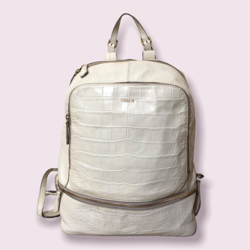 Preloved Ransel Brand Vincis Croco Putih