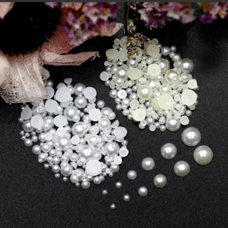 Mutiara Belah Half Pearl untuk Hiasan Nail Arts 1,5-6mm/Dekorasi Nail Arts