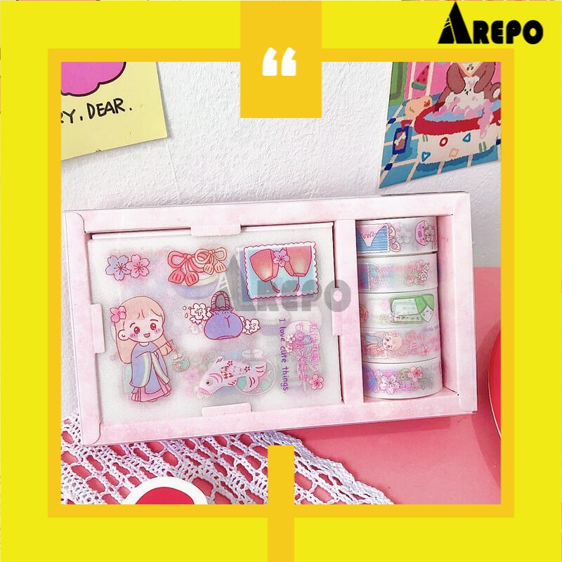 

NEW Korea Stiker kartun lucu kombinasi Selotip Kertas Washi Untuk Dekorasi Diary
