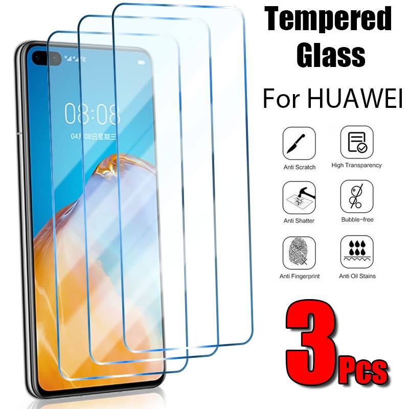 3PCS Protective Glass for Huawei P20 P10 P9 Lite Screen Protector for Huawei P30 P40 Pro Lite Glass Phone Cover