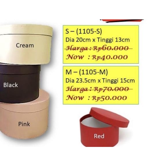

✭ Round flower box big d25 t18 bunga box barang florist - Hitam ●