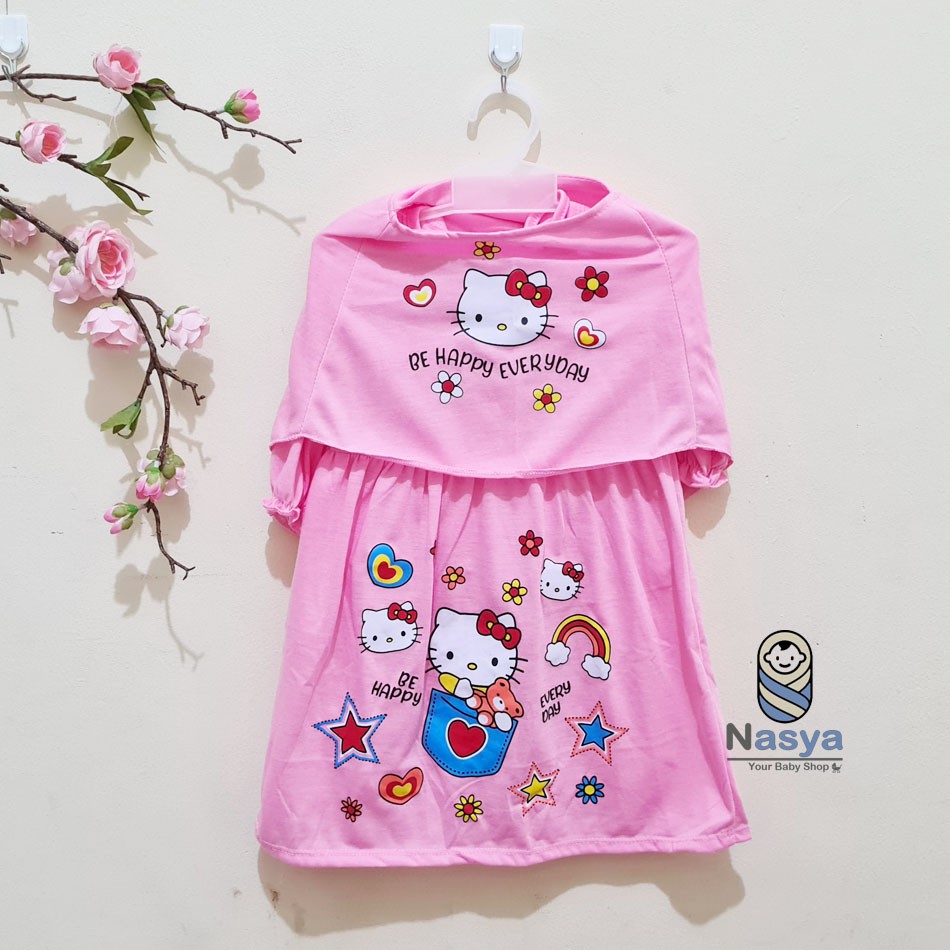 [N-098] DRESS/baju muslim anak perempuan + jilbab MURAH (0-12m)