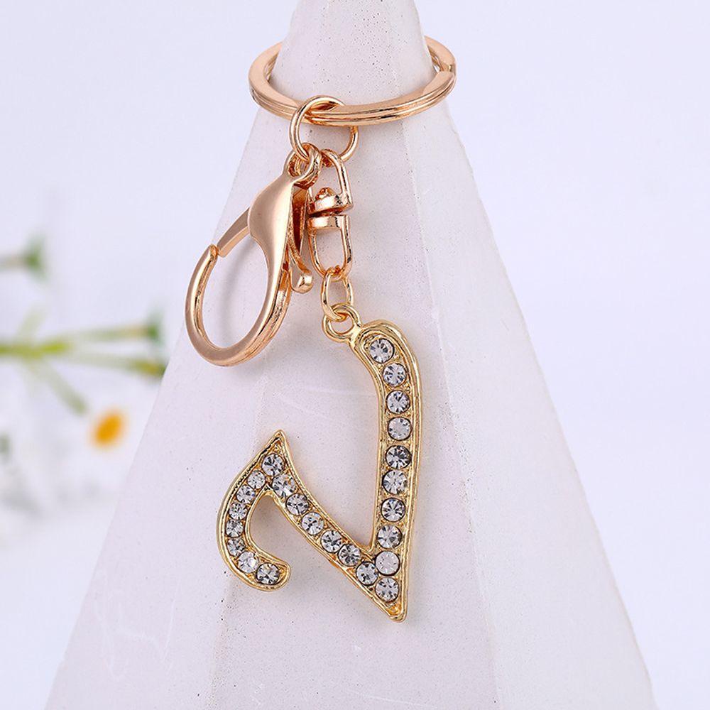 Lanfy Huruf Liontin Fashion Unisex Aksesoris Kristal Berlian Imitasi Perhiasan Hadiah Gantungan Kunci Rhinestone Letter Key Chain