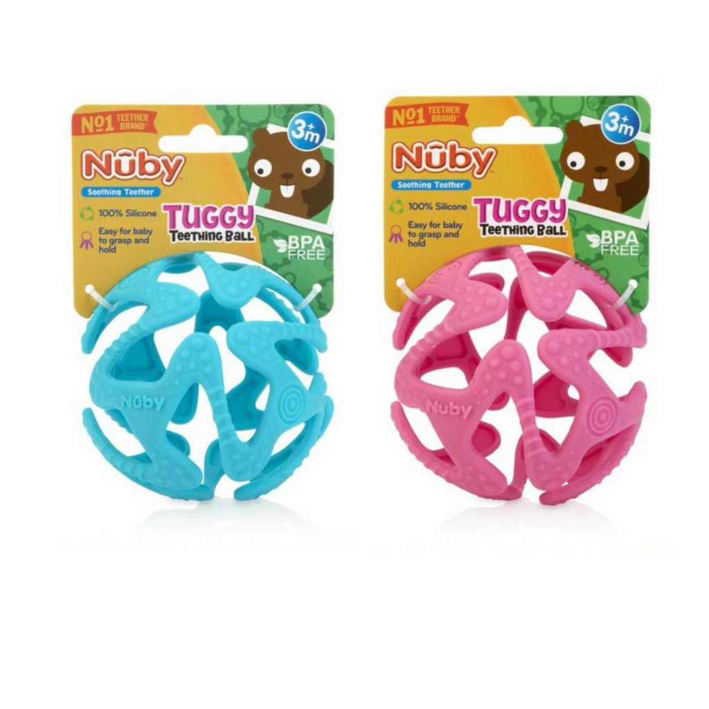 Nuby Baby Teether Tuggy Ball 127624 - Mainan Teether Silikon