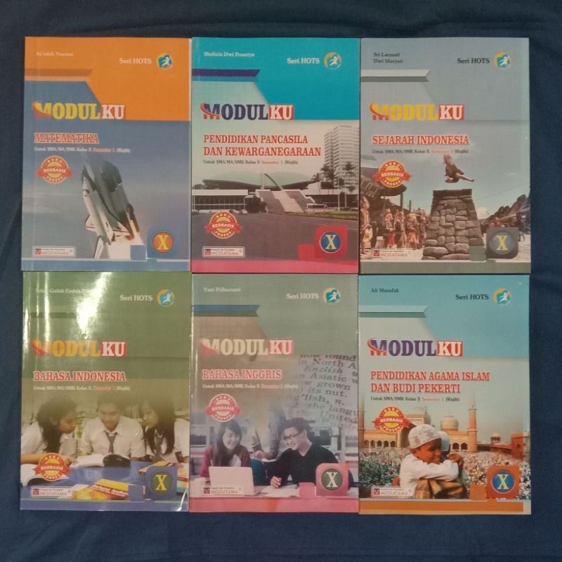 Buku Modulku Mediatama kelas 10 semester 1 Matematika, Bahasa Indonesia, PPKN, Sejarah, PAI, Bahasa 