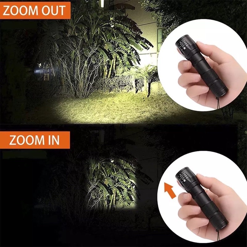 Senter mini / Senter USB / Senter bisa di zoom super terang