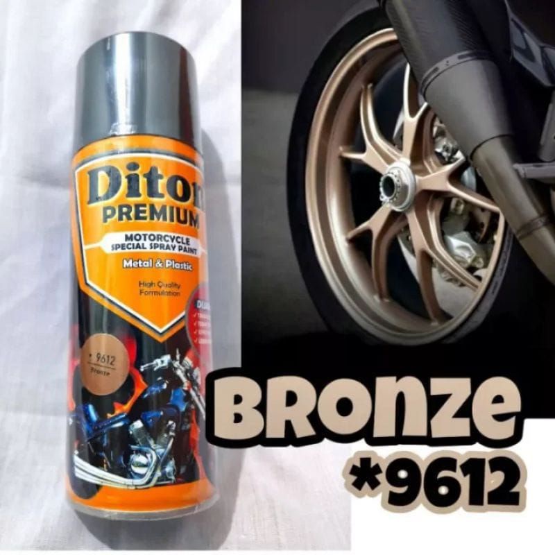 Pilok Pilox Diton Premium Bronze 9612 Cat Semprot Velg Motor Coklat Mengkilap Coklat Metalik Metalic