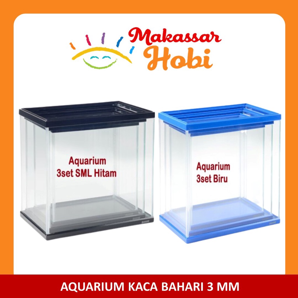 Aquarium Kaca Bahari SML 3mm 1 Set Tank Ikan Aquascape Akuarium Nisso