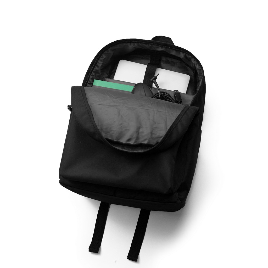 LOOK BACK - TROY Backpack Black - Tas Ransel - Tas Gandong Original