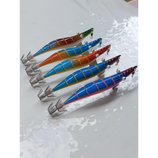 Udang kayu UMPAN PANCING CUMI egi motif ukir handmade