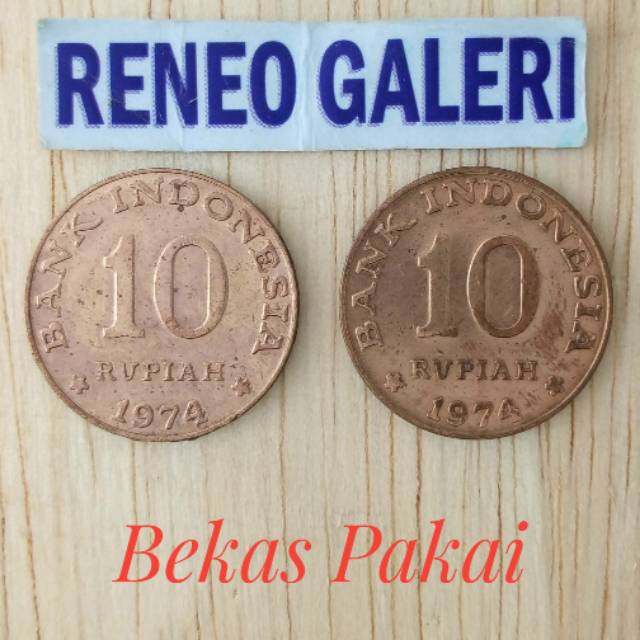 20 Rupiah paket mahar pernikahan uang koin kuno Rp 10+10 tahun 1974 tabanas kuning untuk tahun 2020
