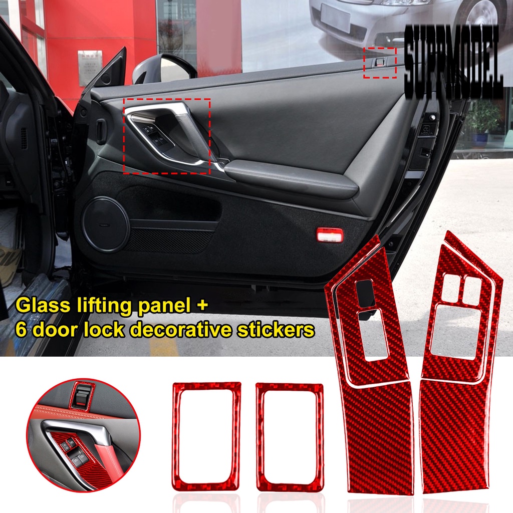 Suppmodelx < 6Pcs / Set Sticker Dekorasi Panel Kunci Pintu / Jendela Mobil GTR R35 2008-2016