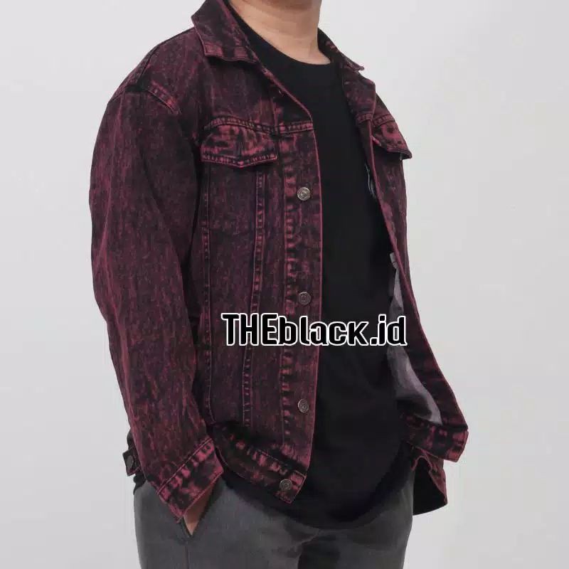 JAKET JEANS PRIA & JAKET PRIA & JAKET COWOK & JAKET DENNIM PRIA & JAKET JEANS & COD-Maroon sandwash