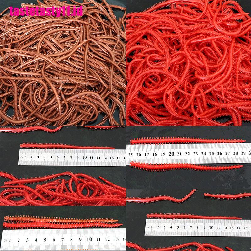 10pcs / Set Umpan Pancing Bentuk Cacing Merah Bahan Karet