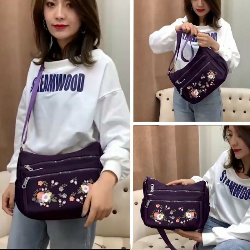 Super Sale 9.9 Fashion Flower Women Bags Tas Selempang Multi-pocket Tas Cantik Wanita Korean