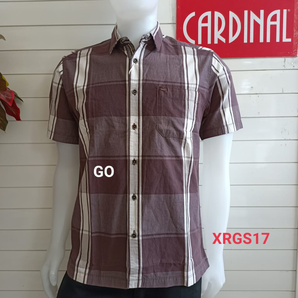 gof M CARDINAL KEMEJA CASUAL Pakaian Atasan Pria Kemeja Reguler Hem Casual Santai Lengan Pendek