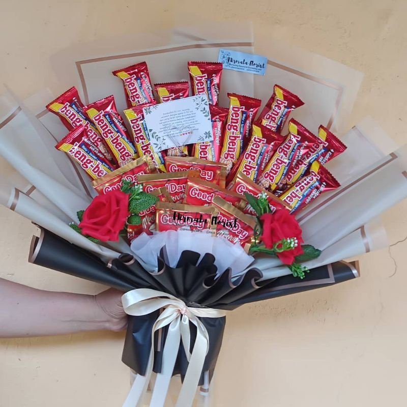 

BUKET BUCKET BOUQUET BUNGA PLASTIK ARTIFICIAL SNACK BENGBENG KOPI