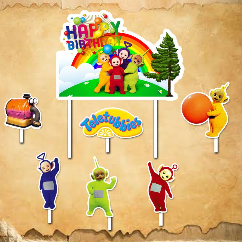 Cake topper Teletubbies happy birthday hiasan kue ulang tahun