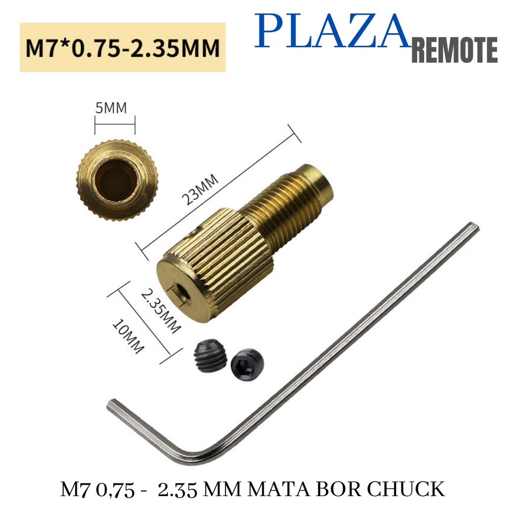 M7 0.75 * 2.35 3.17 MM CHUCK DRAT TEMBAGA ADAPTER KEPALA BOR MINI DREMER TUNER