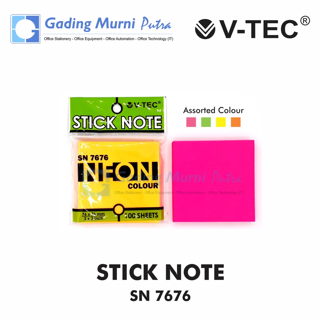 

Memo Stick / Stickie Note / Sticky Note V-TEC SN 7676