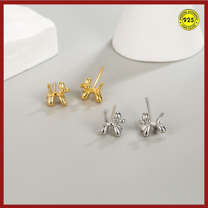 Anting Stud Sterling Silver Bentuk Balon Anjing Untuk Wanita