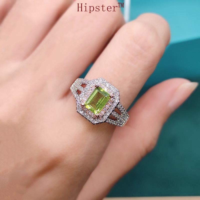 Natural Peridot Ring Women's Opening