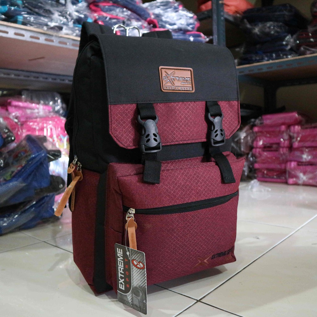 Tas Ransel Distro Extreme Merah Tua Kece Tas Punggung Kekinian Favorit Berkualitas Terbaru Stylish