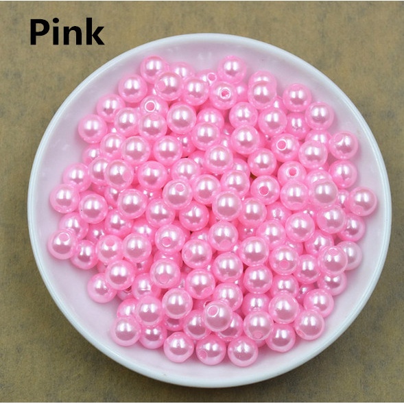 Manik-Manik Mutiara Bulat Bahan ABS Ukuran 4 / 6 / 8mm Untuk Membuat Perhiasan DIY